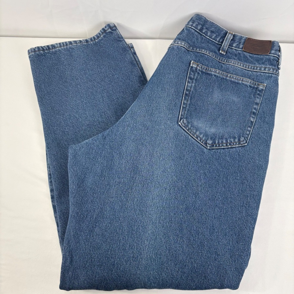 LL Bean Mens Relaxed Fit Flannel Lined Jeans Blue Medium Wash 42x34 (41x32)